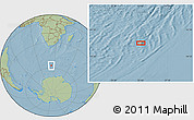 Savanna Style Location Map of the area around 57° 10' 28" S, 23° 52' 30" E, hill shading