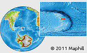 Physical Location Map of the area around 57° 10' 28" S, 26° 16' 29" W