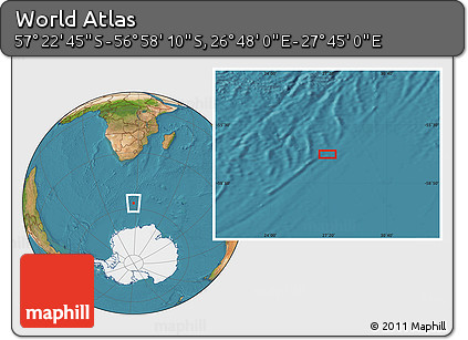 Satellite Location Map of the Area around 57° 10' 28" S, 27° 16' 29" E