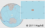 Gray Location Map of the area around 57° 10' 28" S, 28° 58' 30" E