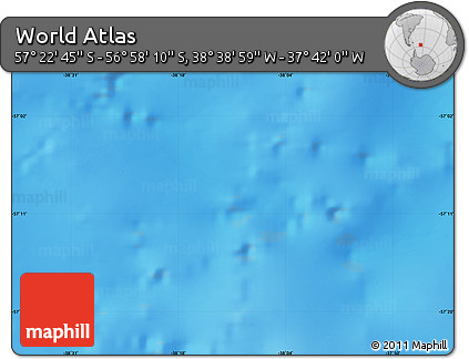 Shaded Relief Map of the Area around 57° 10' 28" S, 38° 10' 29" W