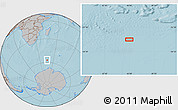 Gray Location Map of the area around 57° 10' 28" S, 45° 58' 30" E, hill shading