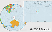 Political Location Map of the area around 57° 10' 28" S, 46° 49' 30" E