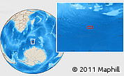 Shaded Relief Location Map of the area around 57° 10' 28" S, 46° 49' 30" E