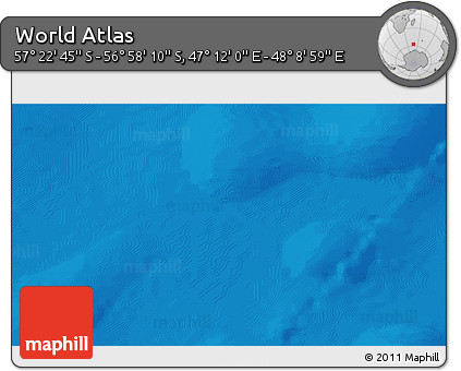 Shaded Relief 3D Map of the Area around 57° 10' 28" S, 47° 40' 29" E