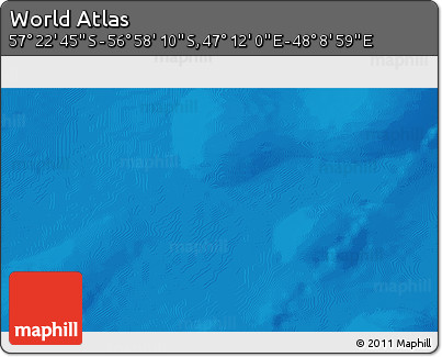 Shaded Relief 3D Map of the Area around 57° 10' 28" S, 47° 40' 29" E