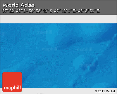 Shaded Relief 3D Map of the Area around 57° 10' 28" S, 47° 40' 29" E
