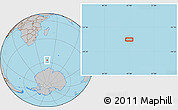 Gray Location Map of the area around 57° 10' 28" S, 47° 40' 29" E