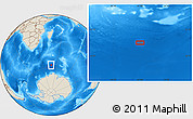 Shaded Relief Location Map of the area around 57° 10' 28" S, 47° 40' 29" E