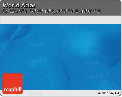 Shaded Relief 3D Map of the Area around 57° 10' 28" S, 48° 31' 29" E