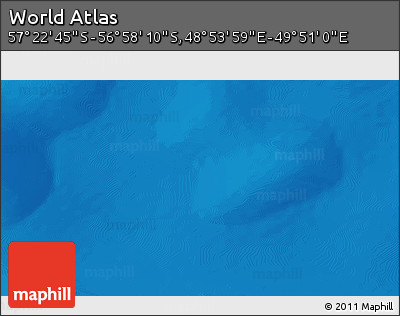 Physical 3D Map of the Area around 57° 10' 28" S, 49° 22' 30" E