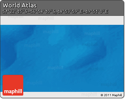 Physical 3D Map of the Area around 57° 10' 28" S, 49° 22' 30" E