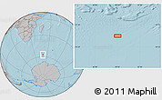 Gray Location Map of the area around 57° 10' 28" S, 49° 22' 30" E, hill shading