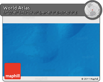 Physical 3D Map of the Area around 57° 10' 28" S, 50° 13' 30" E