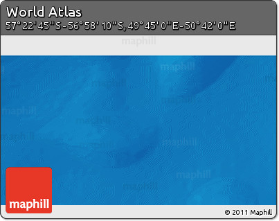 Physical 3D Map of the Area around 57° 10' 28" S, 50° 13' 30" E
