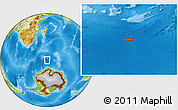 Physical Location Map of the area around 57° 10' 28" S, 50° 13' 30" E