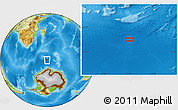 Physical Location Map of the area around 57° 10' 28" S, 51° 4' 30" E