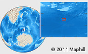 Shaded Relief Location Map of the area around 57° 10' 28" S, 51° 4' 30" E