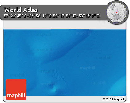 Physical 3D Map of the Area around 57° 10' 28" S, 52° 46' 29" E