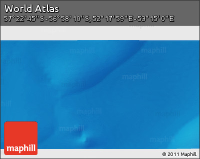Physical 3D Map of the Area around 57° 10' 28" S, 52° 46' 29" E