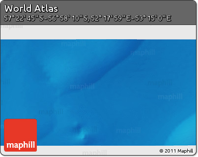 Physical 3D Map of the Area around 57° 10' 28" S, 52° 46' 29" E