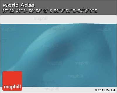 Satellite 3D Map of the Area around 57° 10' 28" S, 53° 37' 30" E