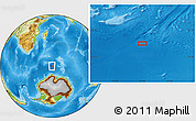 Physical Location Map of the area around 57° 10' 28" S, 54° 28' 30" E