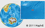 Physical Location Map of the area around 57° 10' 28" S, 55° 19' 30" E