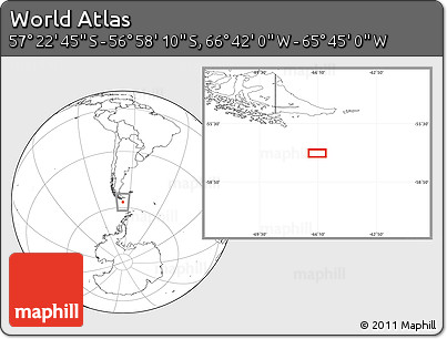 Blank Location Map of the Area around 57° 10' 28" S, 66° 13' 29" W