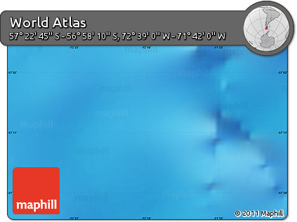 Physical Map of the Area around 57° 10' 28" S, 72° 10' 30" W