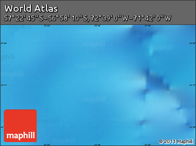 Physical Map of the Area around 57° 10' 28" S, 72° 10' 30" W