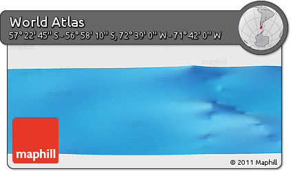 Physical Panoramic Map of the Area around 57° 10' 28" S, 72° 10' 30" W