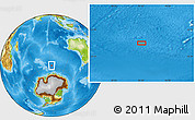 Physical Location Map of the area around 57° 10' 28" S, 92° 43' 29" E