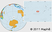 Political Location Map of the area around 57° 10' 28" S, 95° 16' 30" E