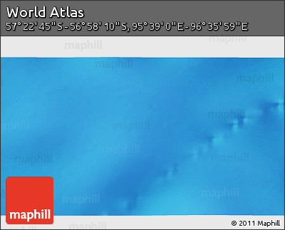 Physical 3D Map of the Area around 57° 10' 28" S, 96° 7' 30" E