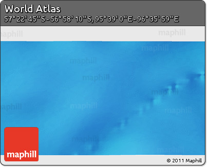 Physical 3D Map of the Area around 57° 10' 28" S, 96° 7' 30" E