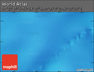 Physical Map of the Area around 57° 10' 28" S, 96° 7' 30" E