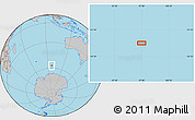 Gray Location Map of the area around 57° 10' 28" S, 96° 58' 29" E