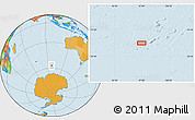 Political Location Map of the area around 57° 10' 28" S, 96° 58' 29" E