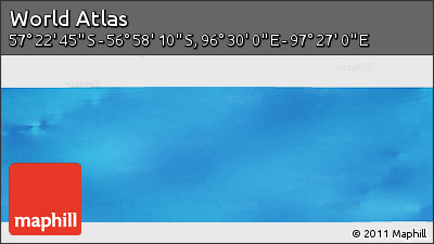 Physical Panoramic Map of the Area around 57° 10' 28" S, 96° 58' 29" E