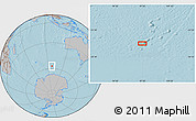 Gray Location Map of the area around 57° 10' 28" S, 97° 49' 29" E, hill shading