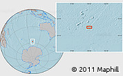 Gray Location Map of the area around 57° 32' 24" S, 100° 22' 30" E, hill shading