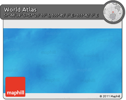 Physical 3D Map of the Area around 57° 32' 24" S, 101° 13' 29" E