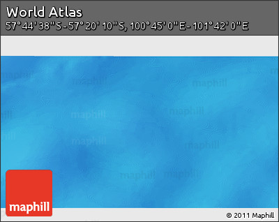 Physical 3D Map of the Area around 57° 32' 24" S, 101° 13' 29" E