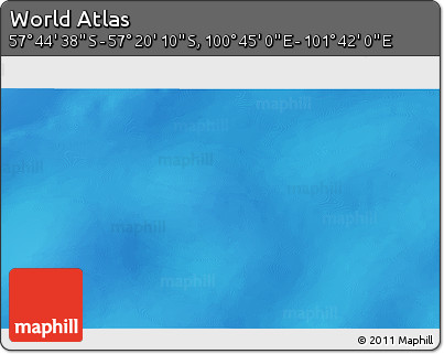 Physical 3D Map of the Area around 57° 32' 24" S, 101° 13' 29" E