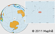 Political Location Map of the area around 57° 32' 24" S, 101° 13' 29" E