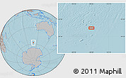 Gray Location Map of the area around 57° 32' 24" S, 108° 52' 30" E, hill shading