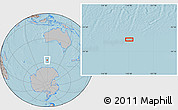 Gray Location Map of the area around 57° 32' 24" S, 118° 13' 29" E, hill shading