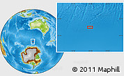 Physical Location Map of the area around 57° 32' 24" S, 119° 55' 30" E