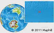 Physical Location Map of the area around 57° 32' 24" S, 122° 28' 29" E